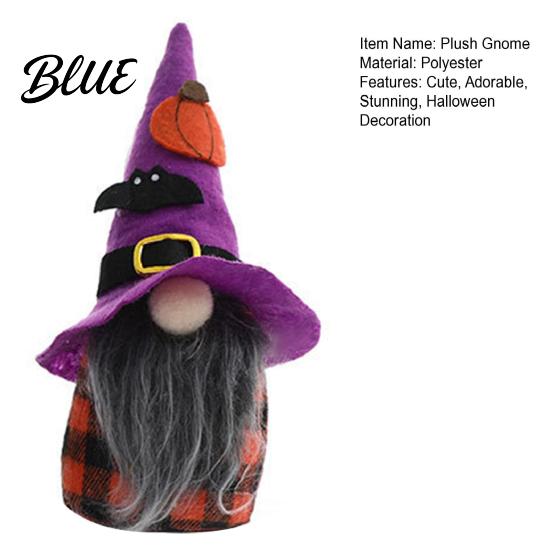 Halloween Party Ornaments Plush Gnome Decoration Spooky Witch Hat Swedish Tomte Elf Figurine Soft Fabric Collectibles Mini Scandinavian Dwarf