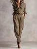 Women's Autumn Classic Vintage Pinstripe Utility Jumpsuit