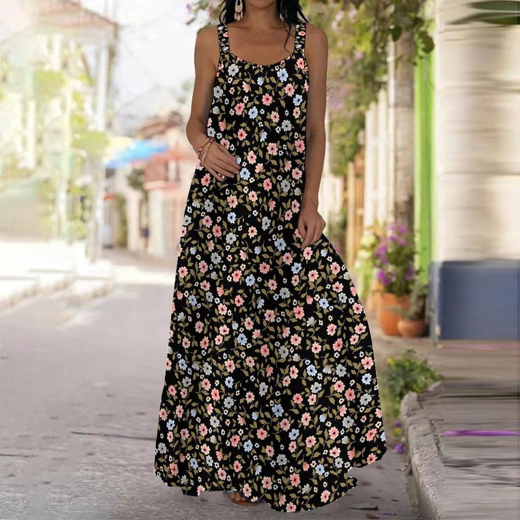 Women's Slip Dress Maxi Long Dress Flower Pattern Print Dress Spring & Summer Leisure Vacation