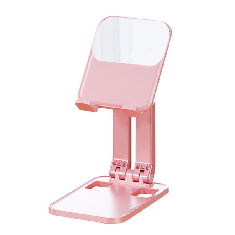 

T8 Desktop Biaxial Phone Foldable Stand Adjustable Telescopic Mobile Phone Tablet Holder Pink