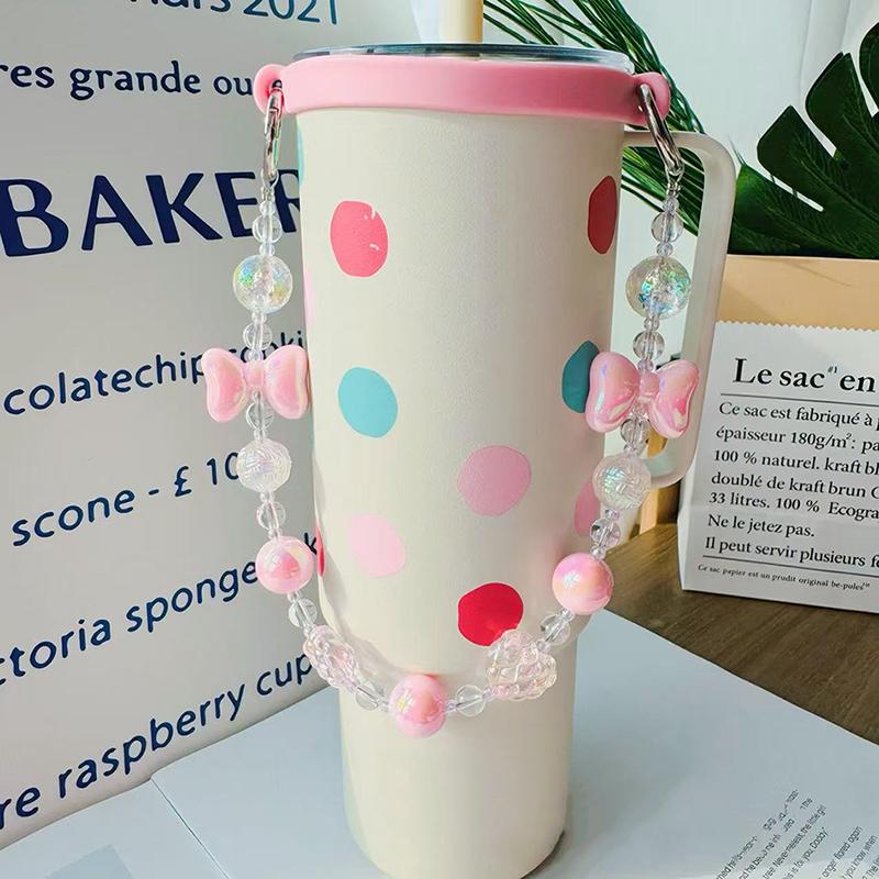 Neuer Tragbarer Wasserflaschen-Tragegurt-Halter Für 6-10cm Niedliche Rosa Schleife Silikon-Schlaufe Geeignet Für Stanley 30oz/40oz Schnabeltasse