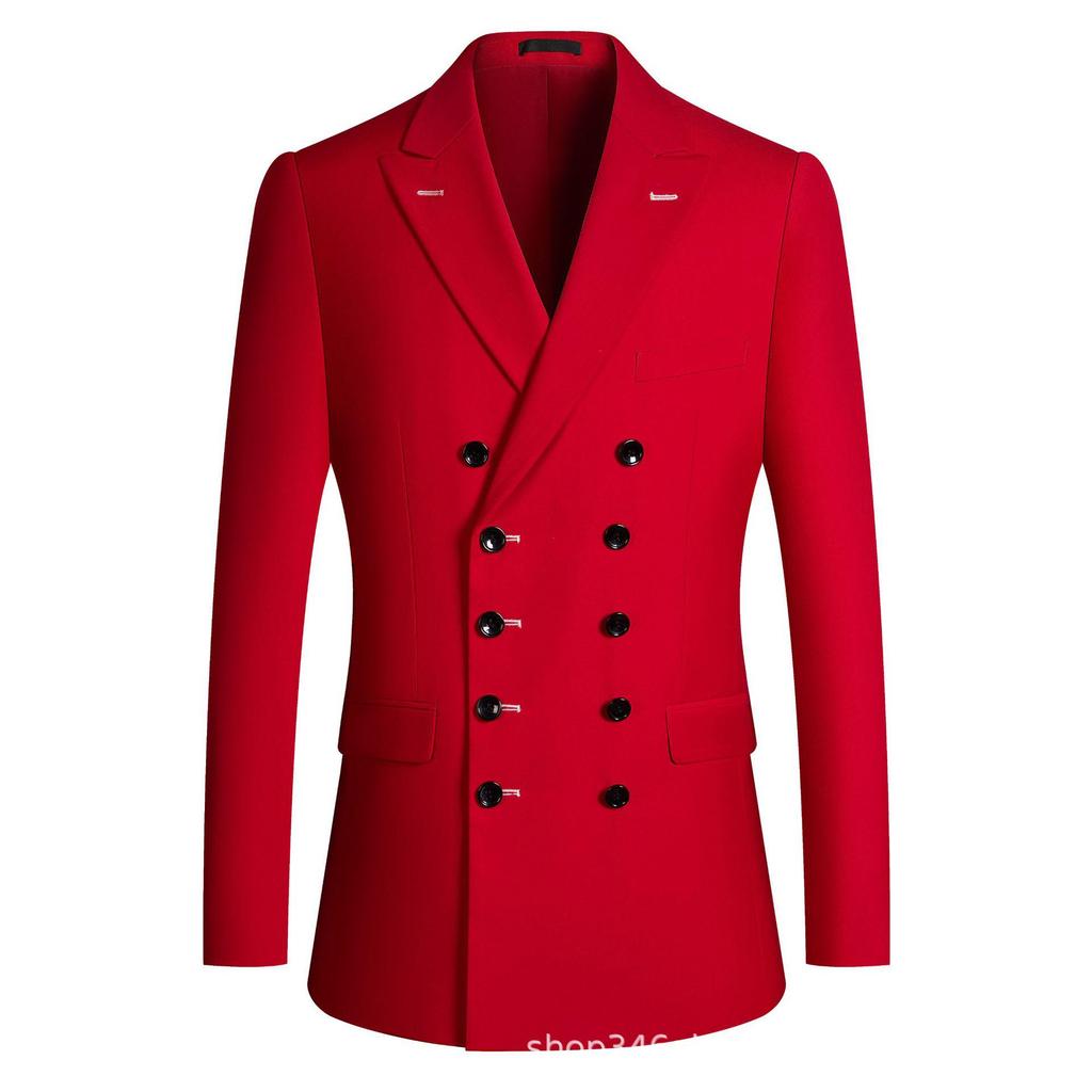 Men's Slim Fit Double-Breasted Blazer Set: Professional, Business Casual Fashion in Dark Blue, Black, and Grey