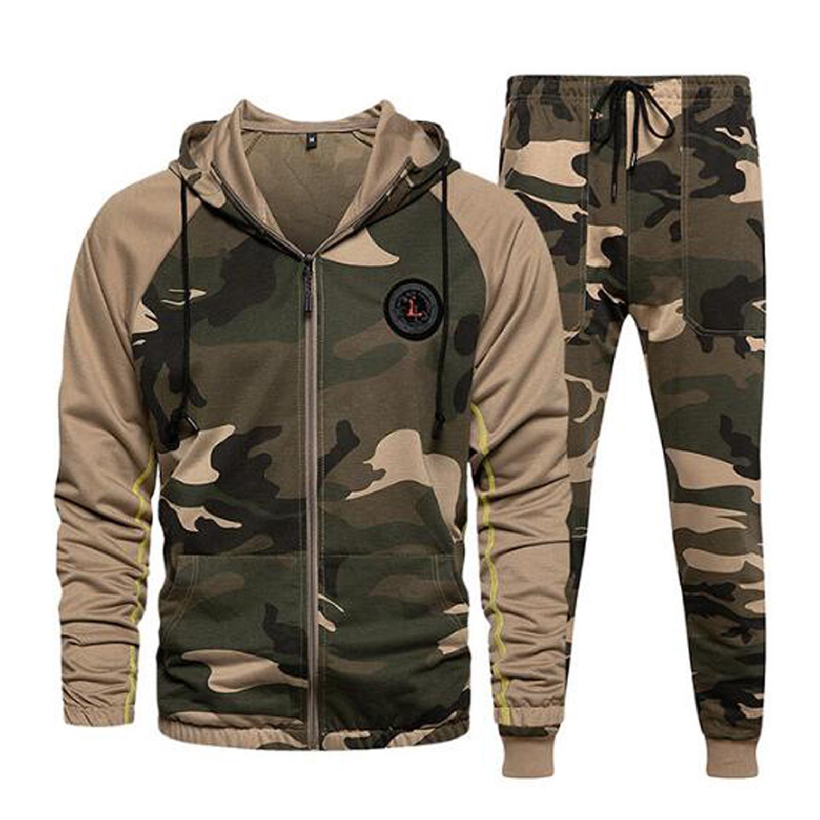 

Чоловіча зимова спортивна толстовка на блискавці в тон і камуфляжний костюм L хакі