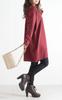 Gold Japan Plus Size Cocoon Long Sleeve Women's Fleece-Lined Tunic, (6L, Wine)