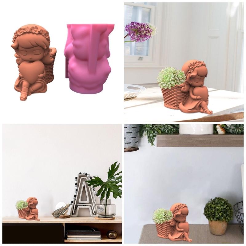 Durable Silicone Mold Silicone Casting Mould Girl Shaped Silicone Craft Molds Clay Molds for DIY Making Resin Flowerpots