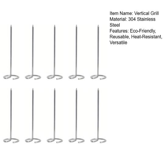 10Pcs Vertical Grill Skewers Stainless Steel Rotisserie Rack Kebab Skewers BBQ Kebab Sticks Easy Maintenance Grill Tools