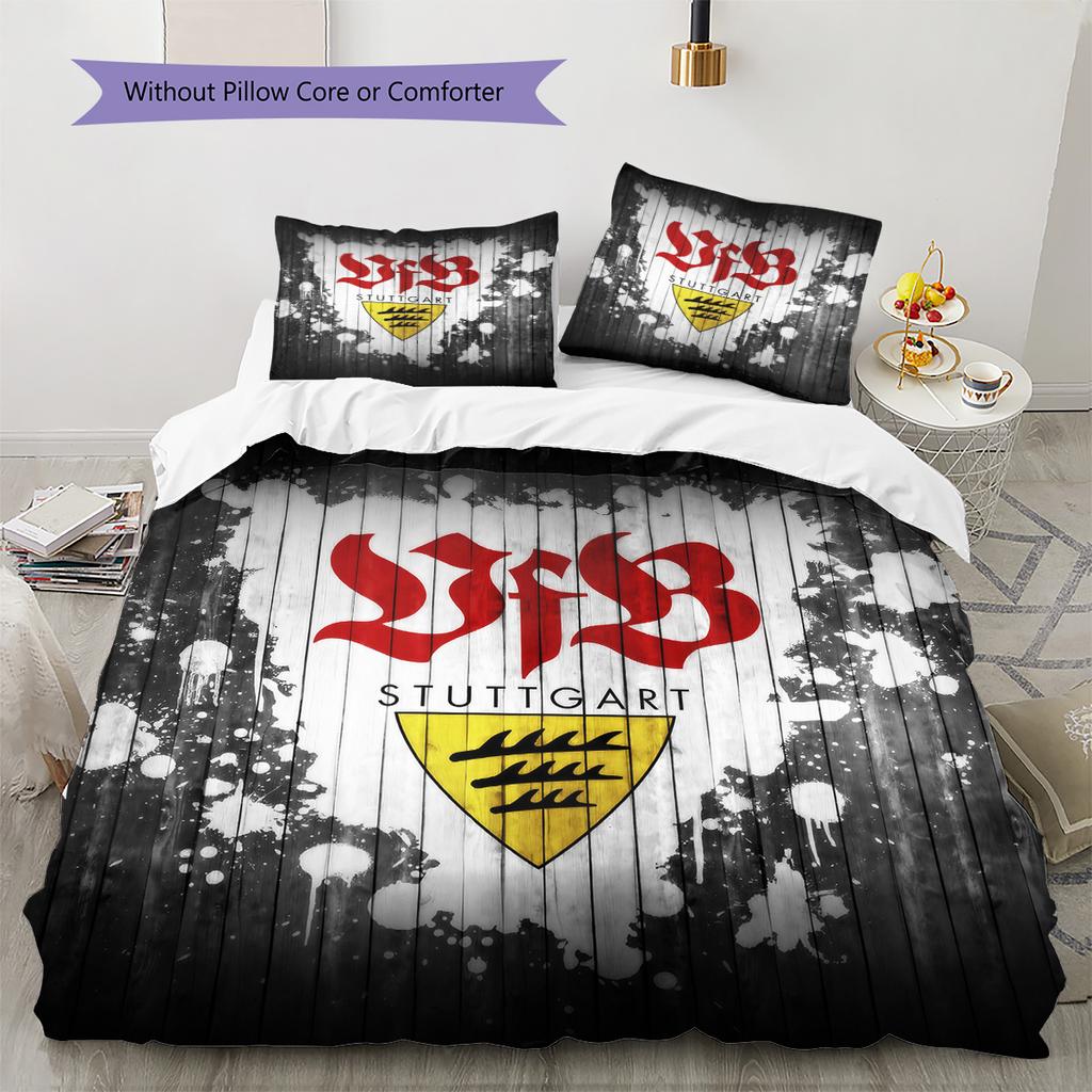 Set Copripiumino Trapuntato con Motivo VfB Stuttgart Decorazione per la Casa Regalo (1 * copripiumino + 2 * federe senza imbottitura)