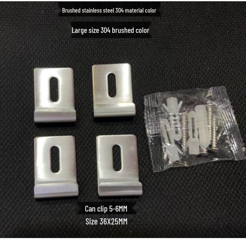 Stainless Steel Mirror Holder Clips, Square, Set of 4