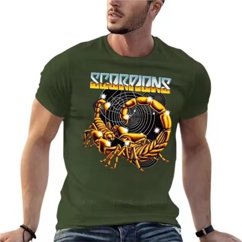 

Scorpions Rock Heavy Metal Band Logo O Neck Short Sleeved Shirt Oversize T Shirt Mens Clothing 3D Print Streetwear Large Size Tops Tee 4XL армия зеленый