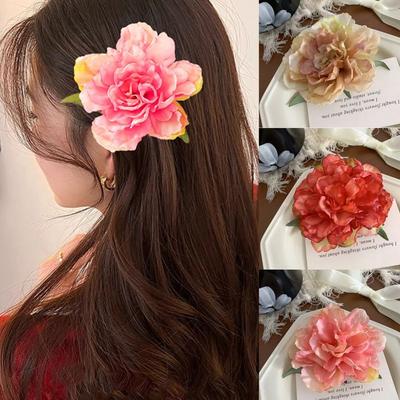 New Summer Peony Flower Hairpin Fashion Colorful Simulated Flower Hairclip Hair Accessories Women Fake Flowers Hairpins