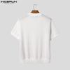 INCERUN Men Zip-up Short Sleeve Hollow See Through Casual Shirts Tops