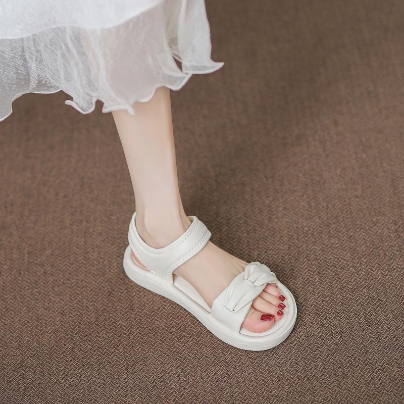 [Uncle Shoes] Flat-soled sandals fairy fairy style Roman shoes beach shoes 2025 soft-soled new summer break