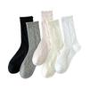 Spring/Summer Lightweight Children's Lace-Free Breathable Ear-Notched Padded Stockings with Bubble Edges and Lace Mid-Calf Length Socks
