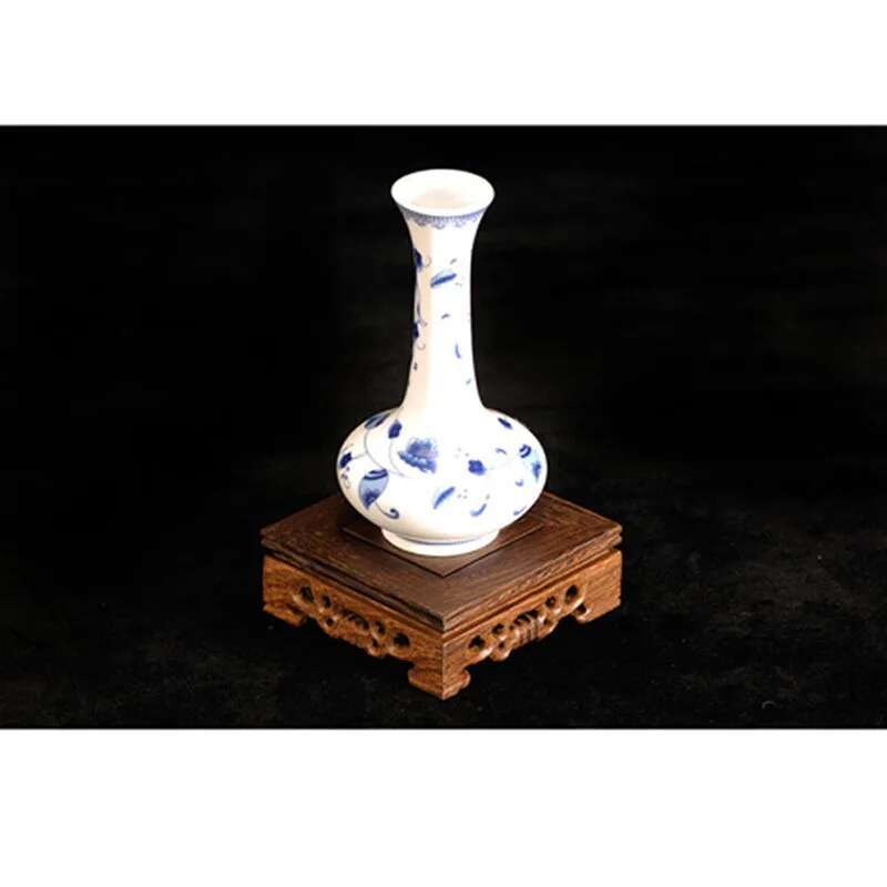 Wooden Retro Tea Tray Table Delicate Small Square Teapot Bases Vase Decor Solid Wood Bonsai Pedestal Wooden Base Serving Tray