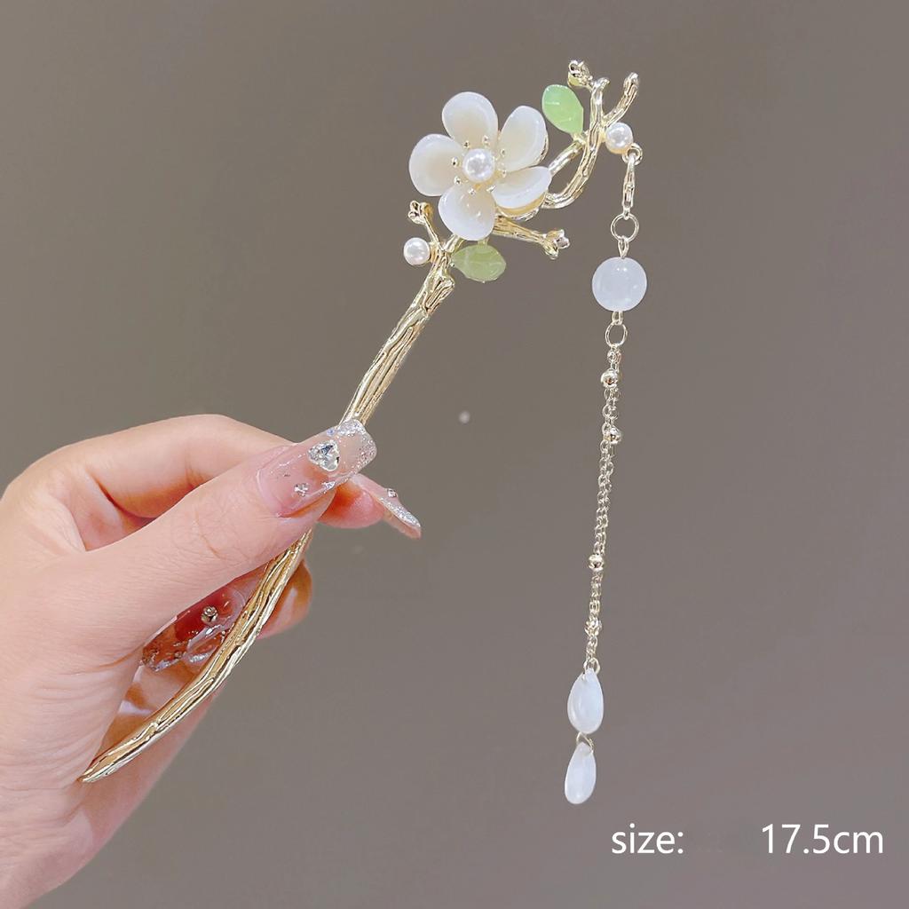 1 szt. Chińskie starożytne akcesoria do włosów kwiat konwalia frędzel spinki do włosów kostium Hanfu patyczek do włosów dla kobiet mężczyzn prezent