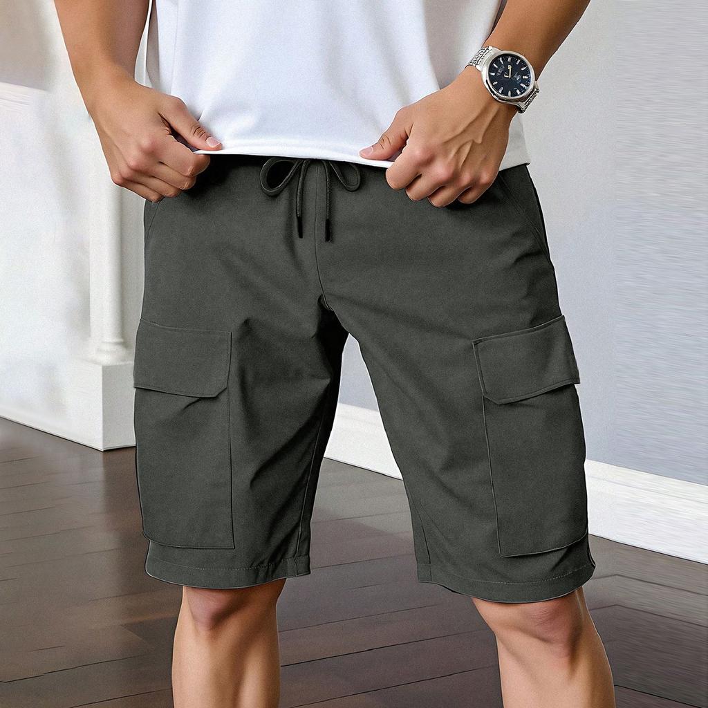 Men's Sports Shorts - Soft And Comfortable, With Elastic Waistband And Drawstring At The Waist.
