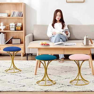 Nordic Portable Velvet Metal Vanity Stool Dinning Chair Modern Living Room Bedroom Furniture Makeup Chairs Hallway Shoes Stools
