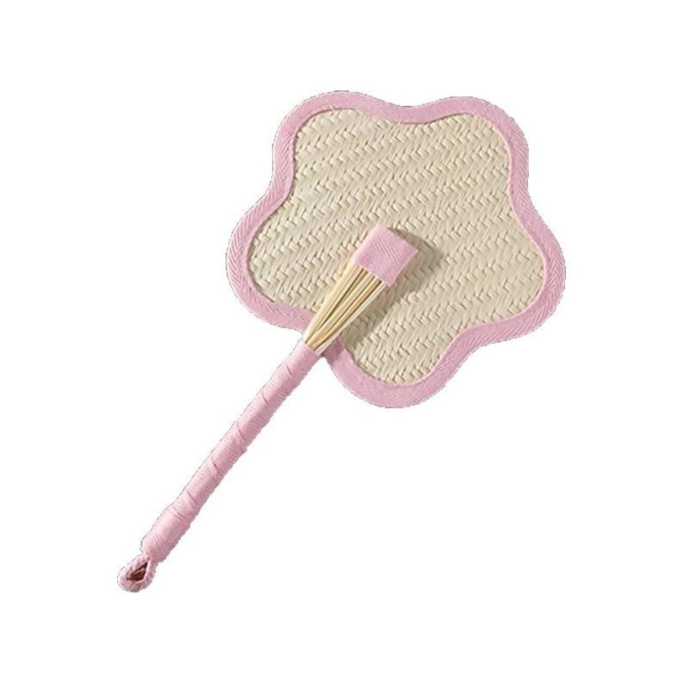 Mit farbiger Kante Handgefertigte Raffia-Fächer Tragbarer Palmenblatt-Fächer Heimdeko Anhänger