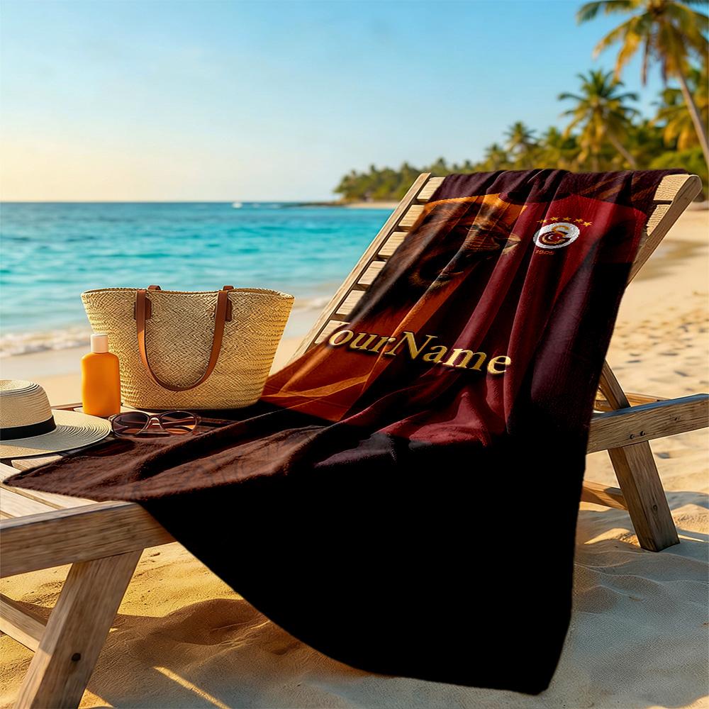 Galatasaray Customized Name Beach Towel High Absorbency Quickdry Ideal For Travel Outdoor Swim Pool Yoga Surf Camping Hiking Gym Gift Holiday