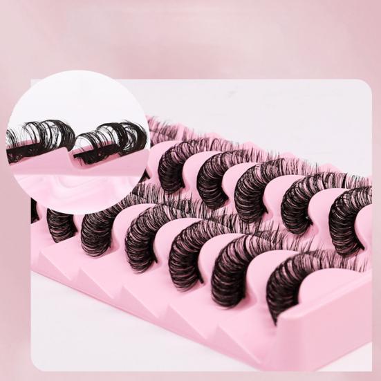 Yousheng 10 Pairs False Eyelashes No Residue D-Shaped 3D Effect Lady Handmade Extensions Artificial Eyelash for Beauty