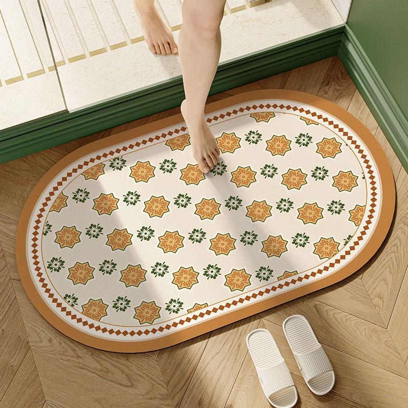 American Retro Diatom Mud Floor Mat Cushion Household Toilet Bathroom Door Non-Slip Floor Mat Toilet Quick Drying Water Absorption