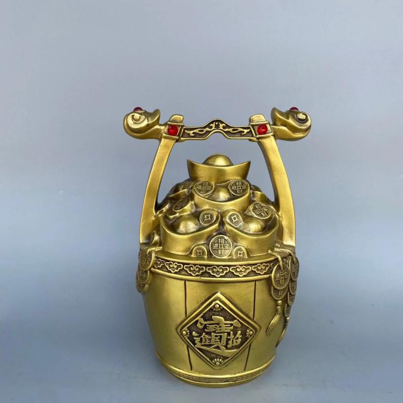 A Of Gold Ornament All Copper Piggy Savings Bank Treasure Bucket Craft Living Room Decoration Housewarming Opening G