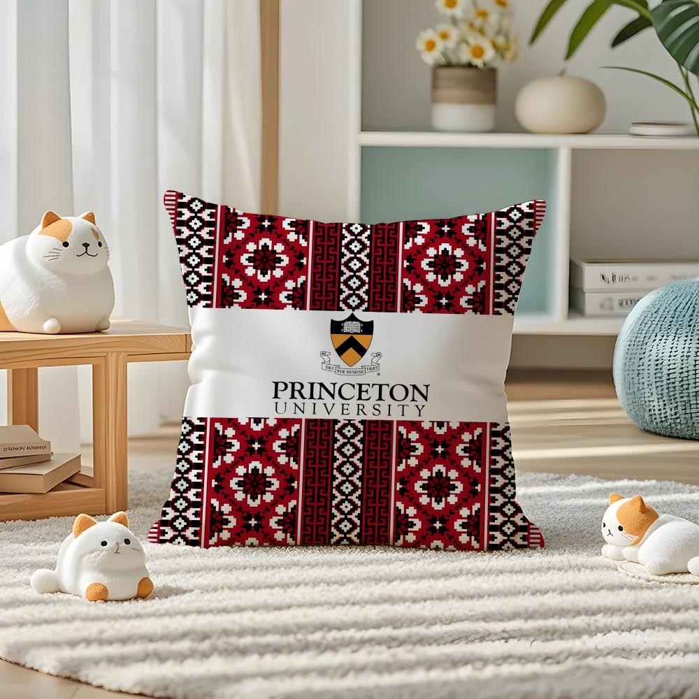 Princeton University Pillow Case Silky Elegant Comfort Sofa Bed Invisible Zipper Peach skin 18*18(CM)-1Pcs
