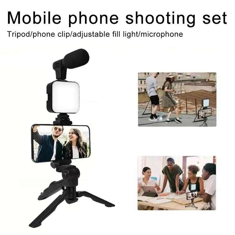 Smartphone Tripod with Mini Mic, LED Fill Light for TikTok YouTube