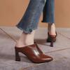 Fashion Women Pointed Toe High Heels Shoes Elegant Chunky Dress Shoes  Female Spring New Fashion Sandals  Design Office Zipper Pumps