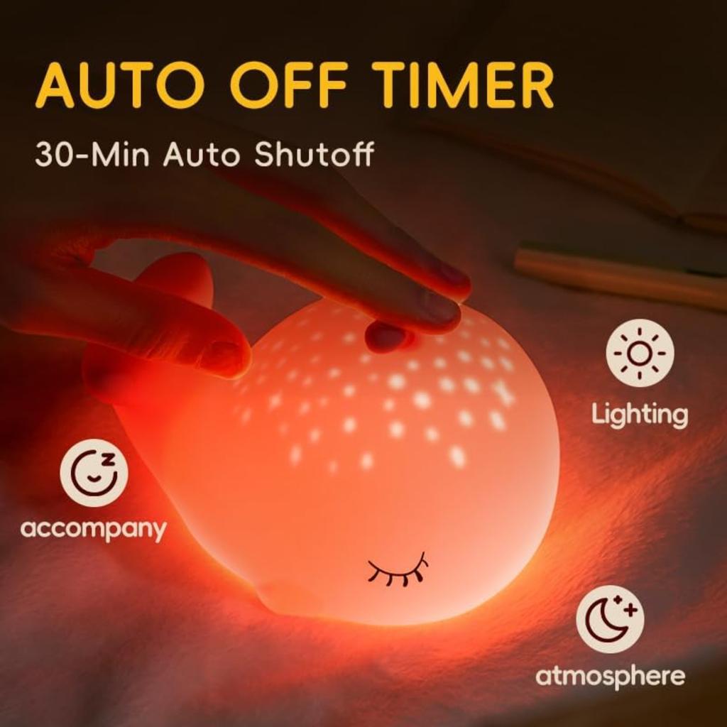 Silicone Whale Night Light for Kids - USB Rechargeable, 7 Color Changing Dimmable Bedside Lamp, Touch Control Squishy Animal Lamp for Nursery