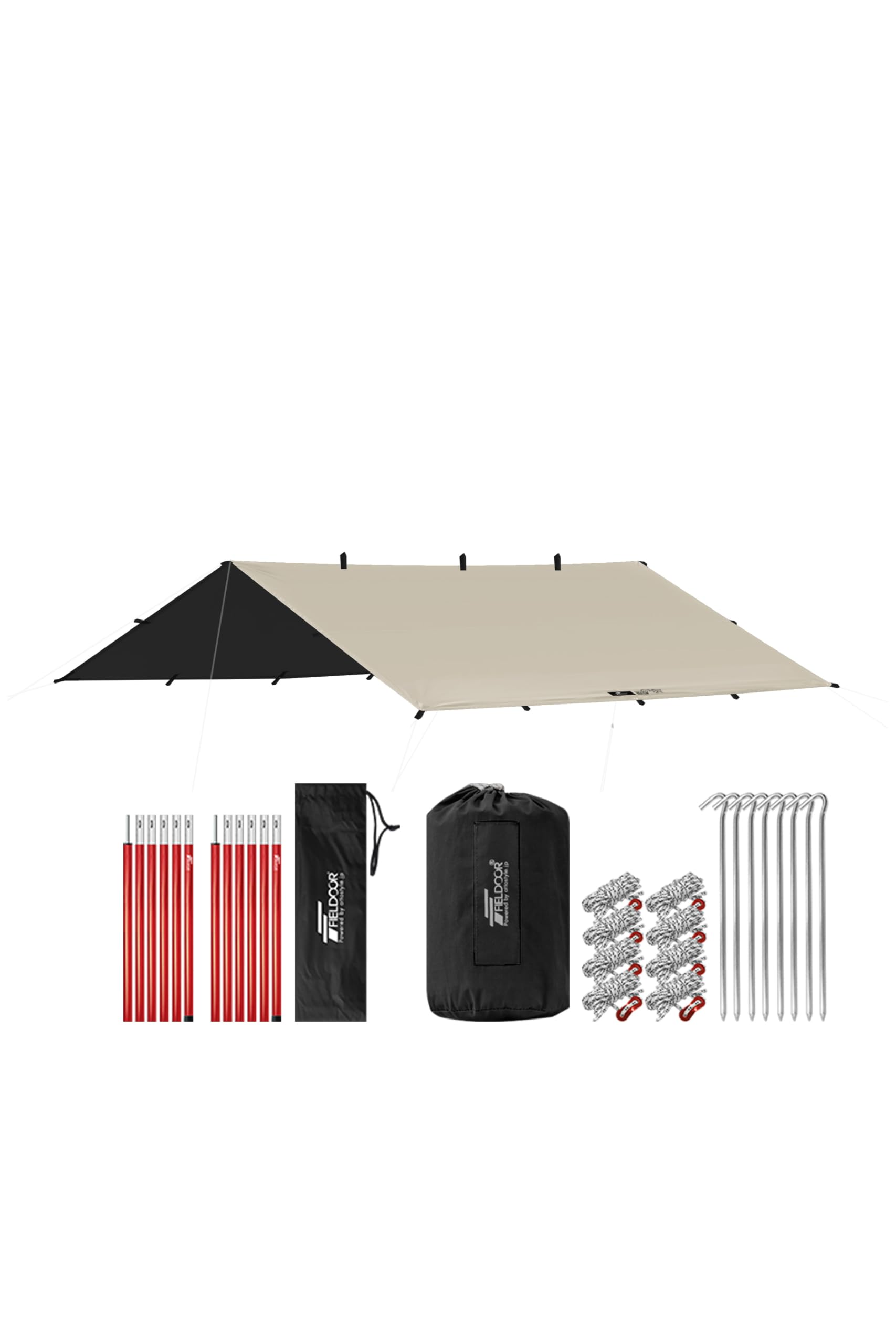 

FIELDOOR Квадратная Тепловая УФ Высокая Водонепроницаемость Одноместная Палатка 4 Шестиугольная Прямоугольная Сумка для Хранения в Комплекте x из 2 Алюминиевых Стоек для Палатки с 6 Соединенными [Полное Затемнение]