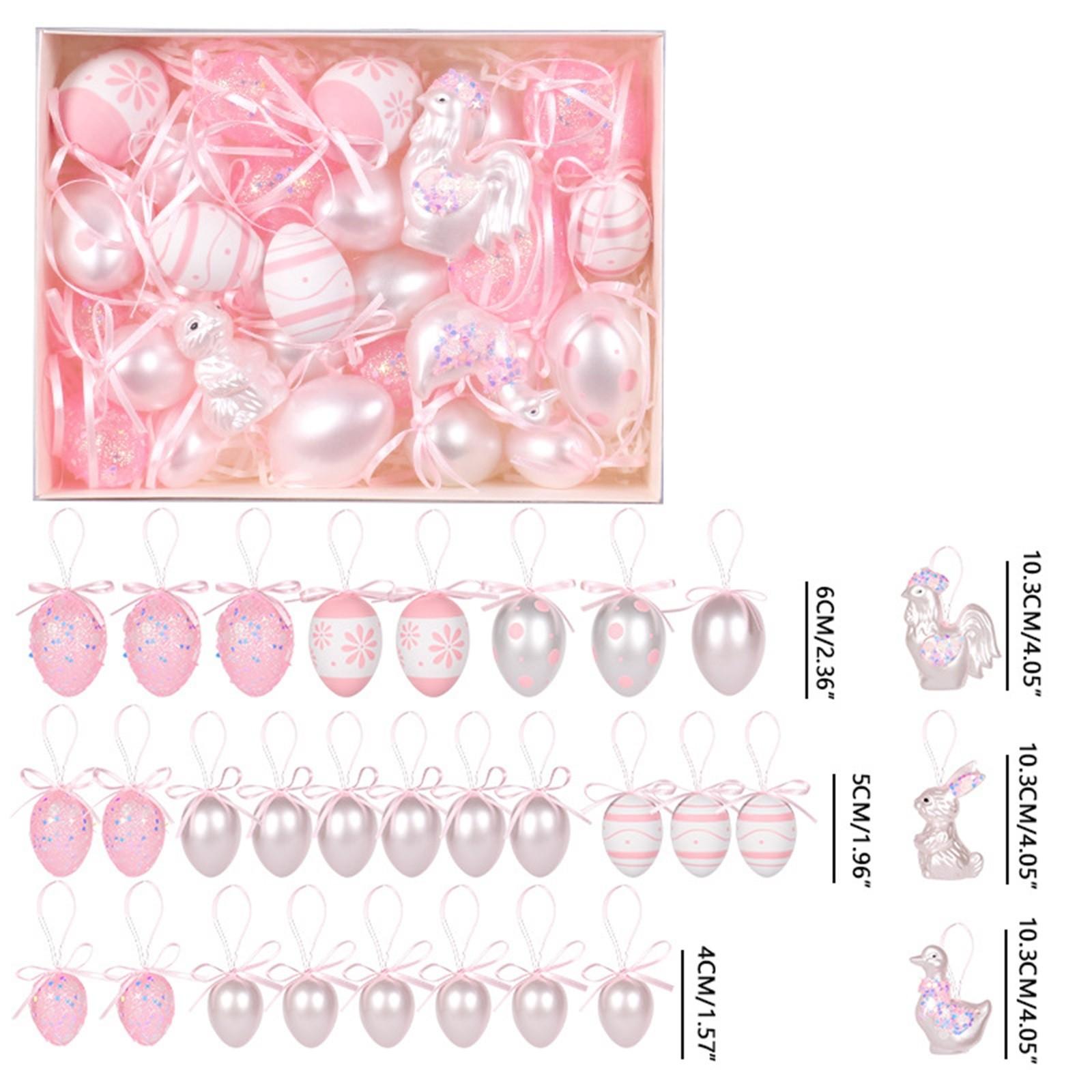 

Пасхальні прикраси, мальовані кролики, курчата, воскреслі яйця, подарункові коробки з підвісками, прикраси для святкових вечірок рожевий