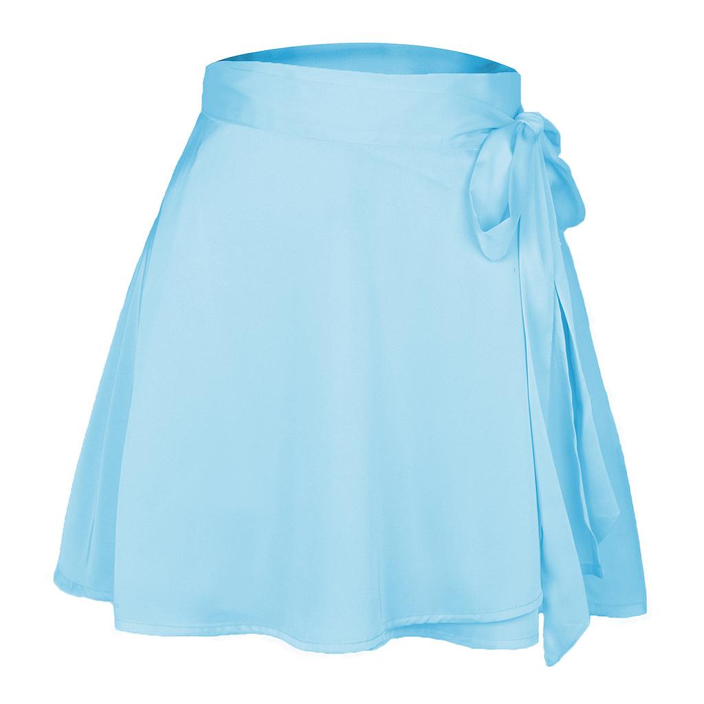 Solid Color Skirt High Waist Fashionable One Piece Lace Up Short Skirt Chiffon Satin Wrapped Mini Skirt