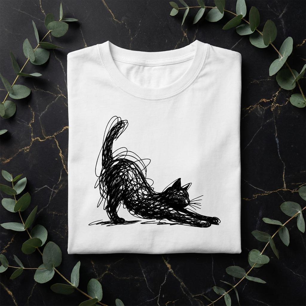 Scribble Cat T-Shirt | Minimalist Pet Drawing Tee | Cat Lover Gift