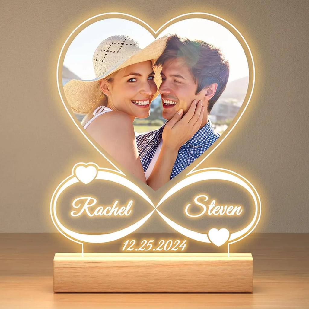 Light up Picture Frame Acrylic Photo Frame with Night Light Desktop Decor Best Gifts for Lover Couple Wife Girl Friends