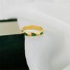 Zielony & Biały Diament Nieregularny Kształt Pozłacany 18K Złotem Retro Modny Pierścionek
