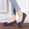 Woman New Big Size Flat Sole Polka Dot Cloth Shoes Spring Summer Lightweight Shallow Slip On Round Toe Commuter Nude Shoes