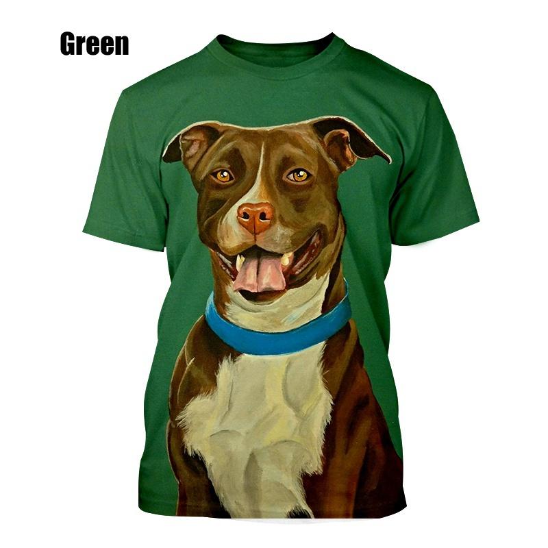 Fashion 3D Pitbull Dog Painted Casual T-shirt Men Short Sleeve Tops