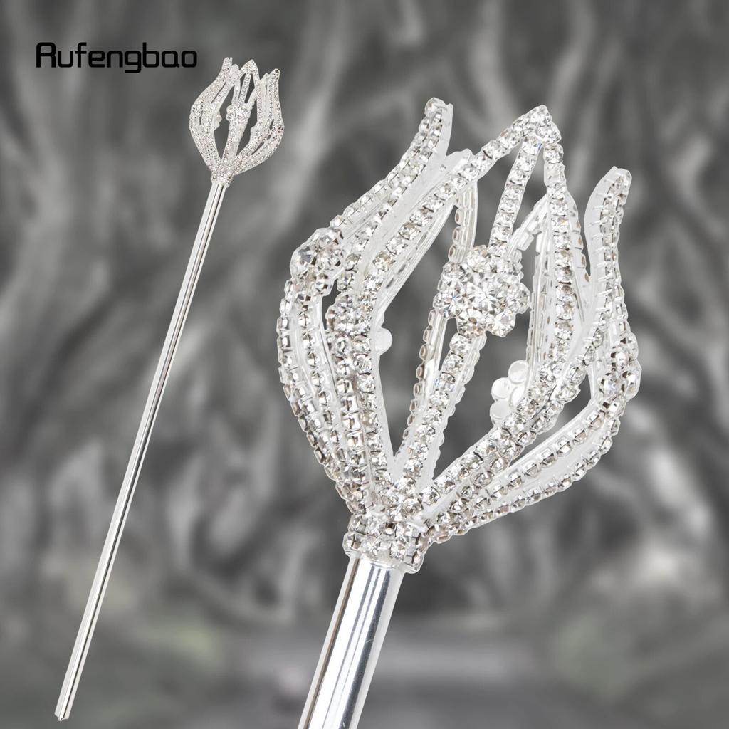 Silver White Alloy Fairy Wands for Girl Princess Wands for Kids Angel Wand for Party Cosplay Costume Wedding Birthday Party 49cm