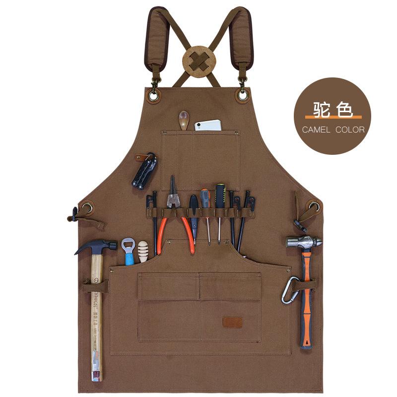 Mehrere Taschen Küchen-Arbeitsschürze Feste Leinwand Verdickte Abriebfeste Schürze Bluse Arbeitskleidung