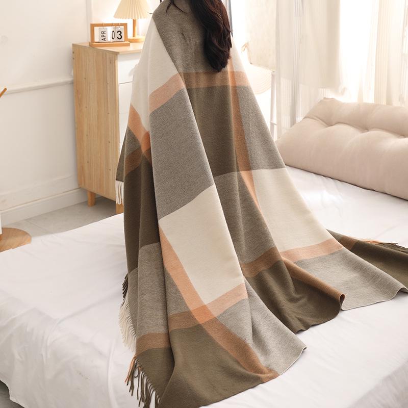 Inner Mongolia Plaid Wool Tassel Throw Blanket 200cm x 140cm, about 1.4 lbs