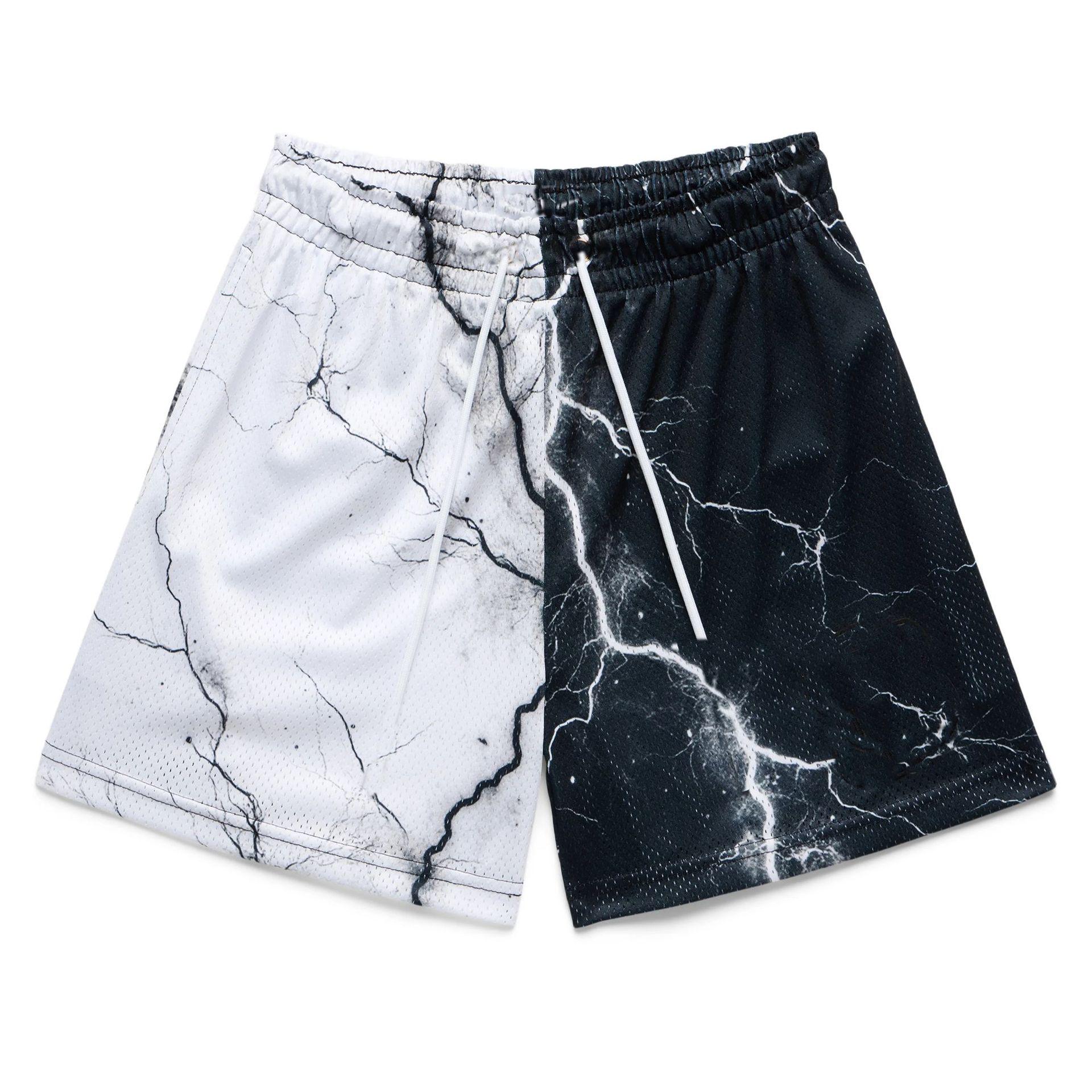 

Дышащие сетчатые повседневные спортивные шорты для мужчин и женщин - Ниже колена, Свободный крой XL белый/чёрный