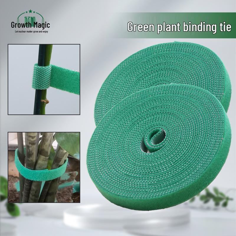 Green Plant Magic Tape: Adjustable Hook and Loop Binding Strap for Shaping and Supporting Plants.
