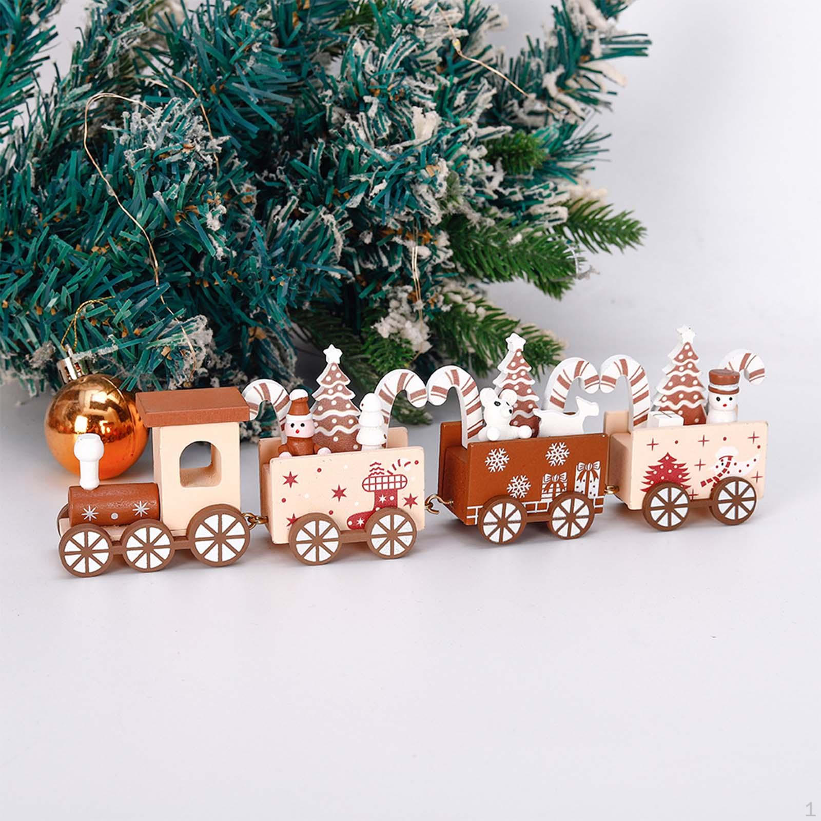 

Рождественское деревянное украшение в виде поезда, настольное украшение, настольное украшение, декоративный мини-расписной подарок коричневый