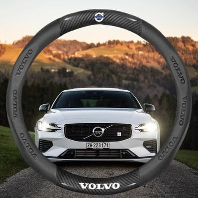 Kohlefaser Schwarzes Leder Auto Lenkradabdeckung für XC40 XC60 XC90 S40 S60 S80 S90 V40 V60 V70 V90 C70 Auto Zubehör