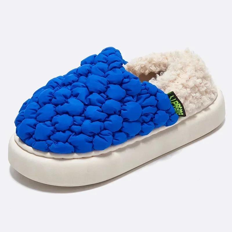 Fashion Winter Plush Hairball Slippers For Women Fashion Fluffy Warm Fur Home Slippers Indoor Outdoor Waterproof Furry Slides