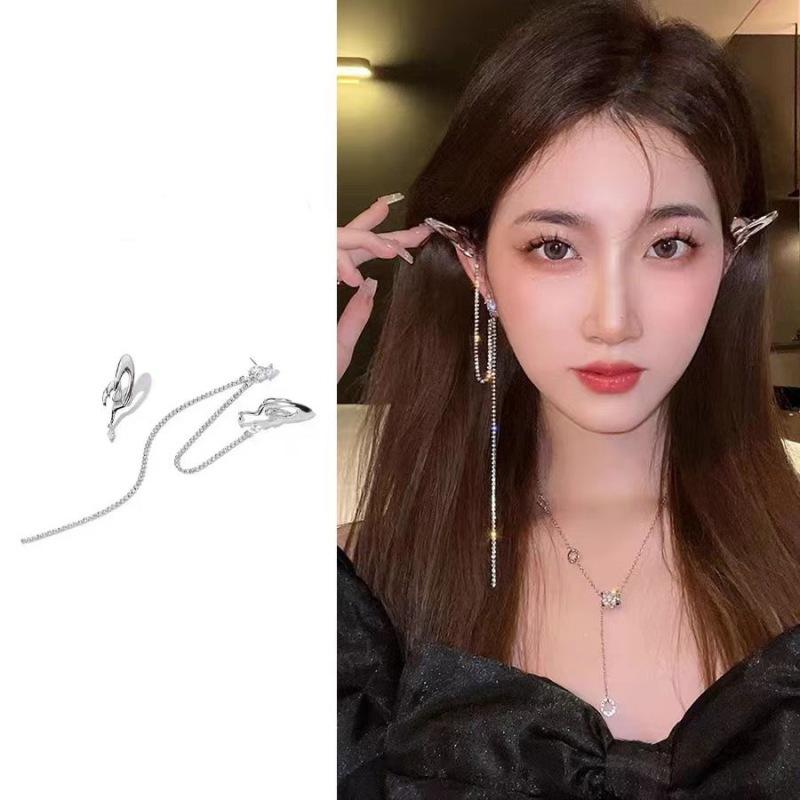 No pierced ears, ear clips, advanced sense, cold wind design sense, personalized earrings, women's long tassel butterfly ear bone clips