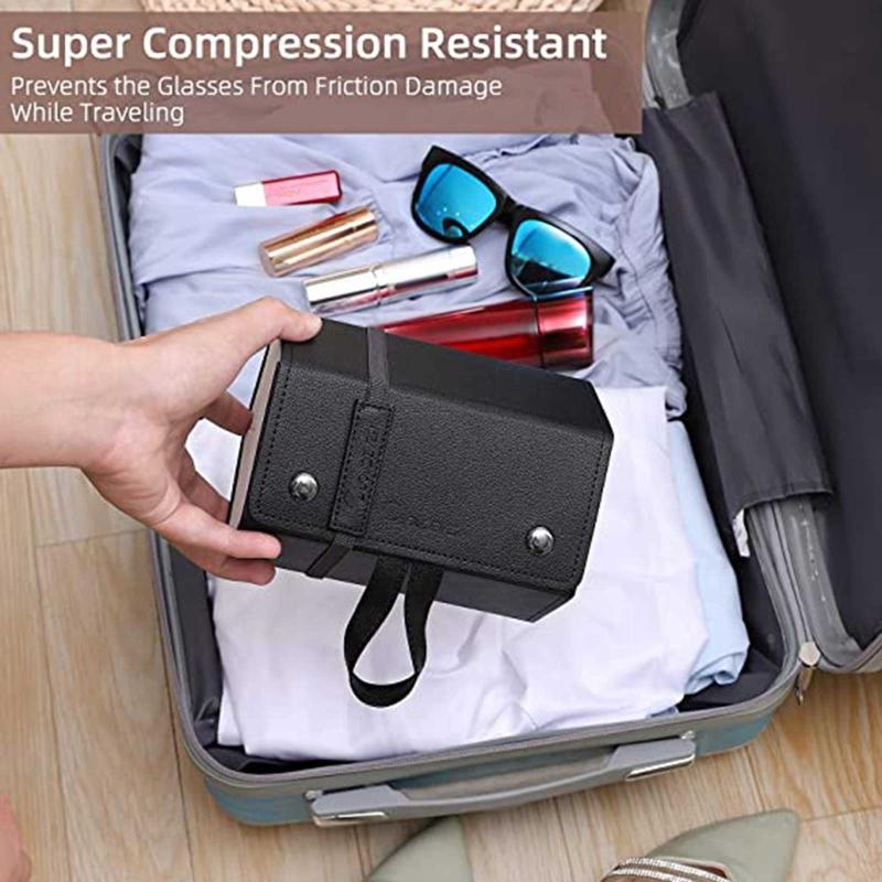 Brillen-Sonnenbrillen-Organizer, Sammler-Brillen-Aufbewahrungsbox, 5 Fächer, aufrollbar, PU-Leder, Sonnenbrillenhalter, faltbares Etui