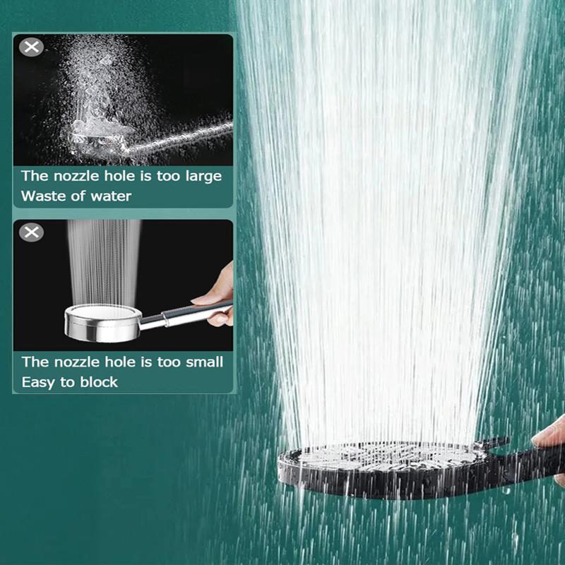 13CM Big Panel High Pressure Shower Head Set With Hose and Holder Silver 3 Modes Large Flow Rainfall Bathroom Handheld Shower