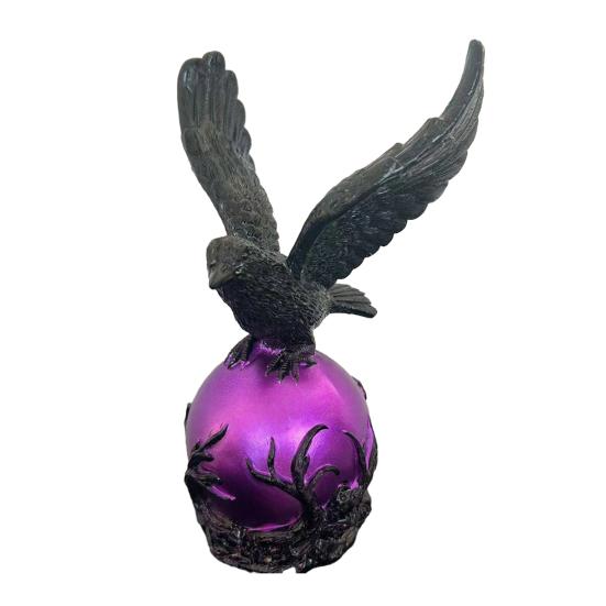 Gothic LED Table Lamp Raven's Moonlight/Pterosaur Desk Lamp Mysterious Crow/Dinosaur On Glowing Orb Sculpture for Halloween Fantasy Indoor Home Decor